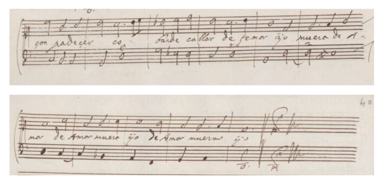 Compases finales del estribillo Yo muera de amor de A-Wn Mus Hs. 18762/6-2
