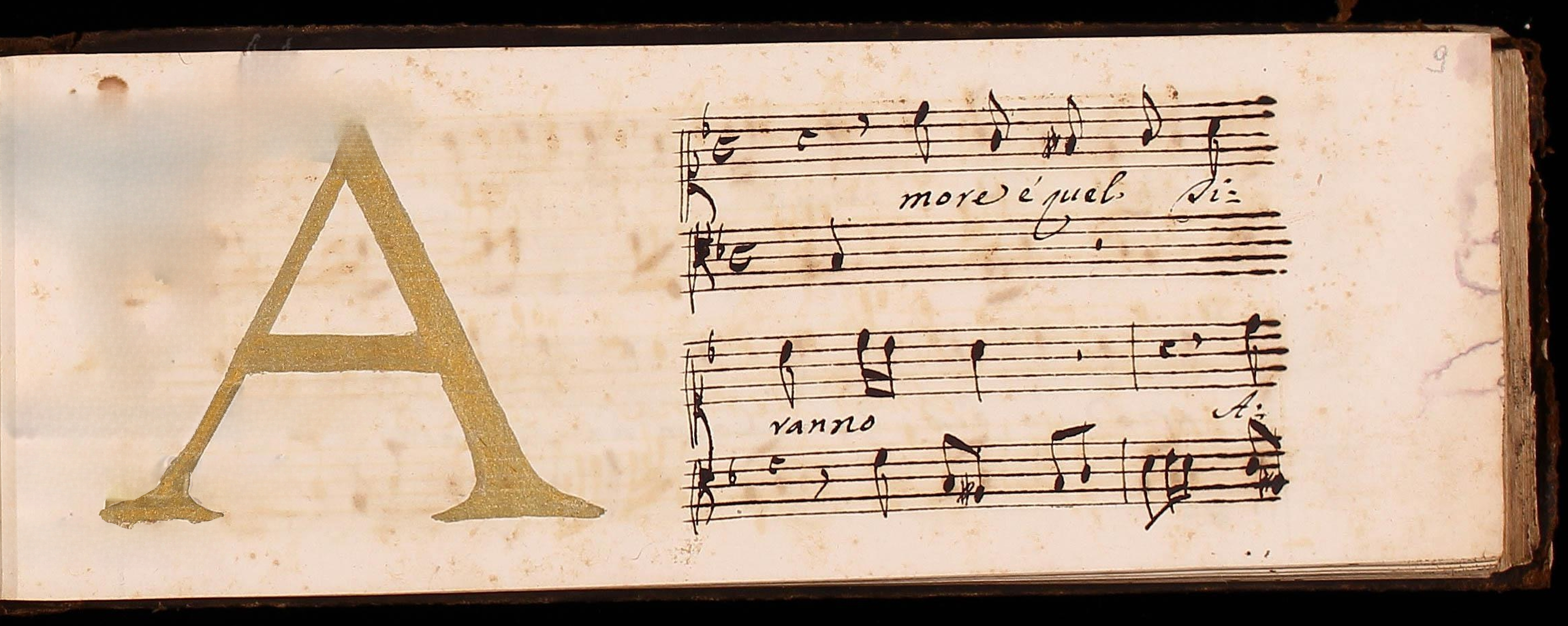 Comienzo de Amore è quel tiranno en el manuscrito I-Rli Caetani collocazione 208 A.5