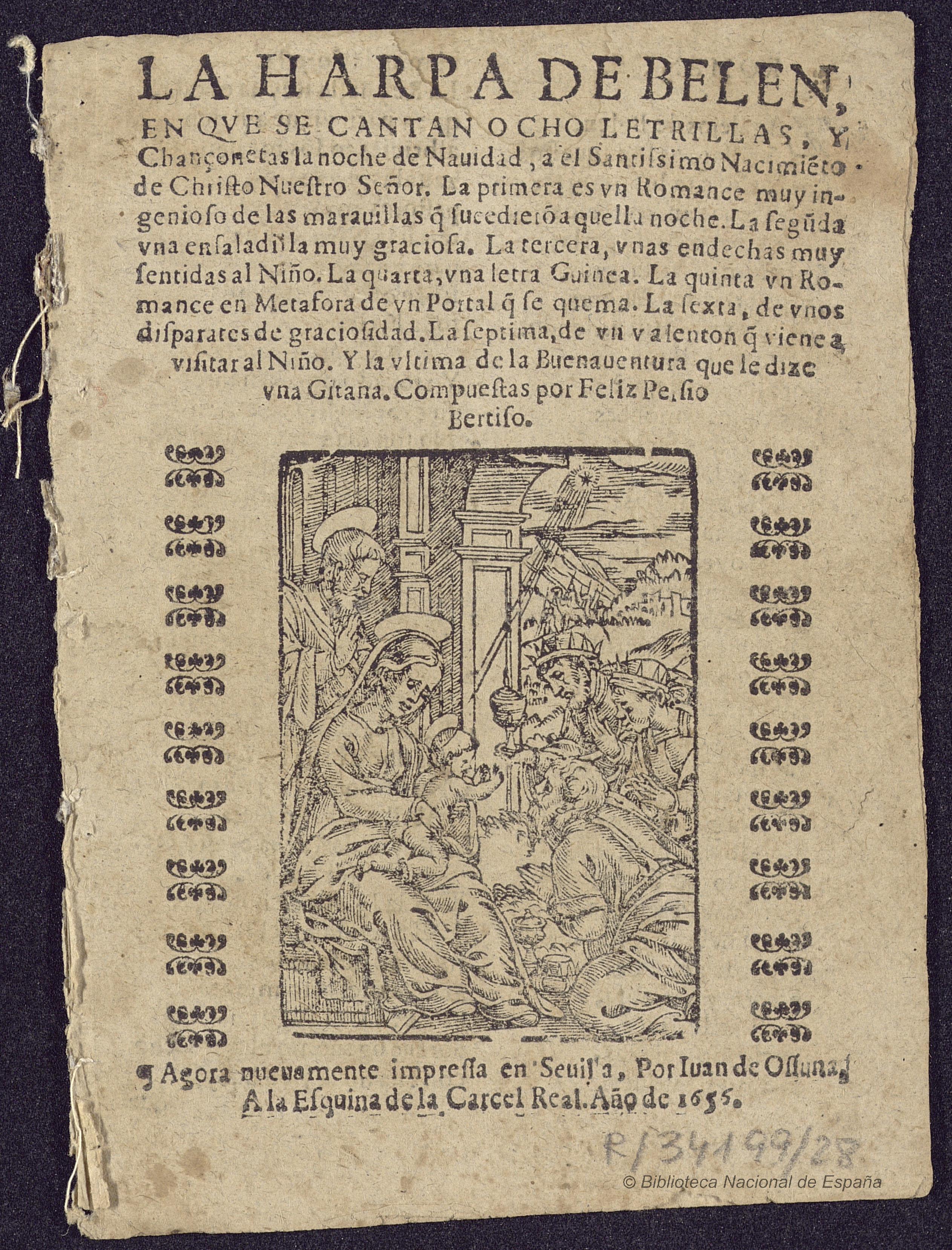 Portada de la edición de 1656 de La harpa de Belén