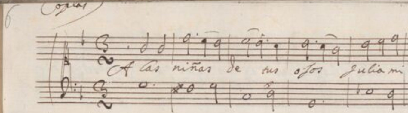 Comienzo del tono humano A las niñas de tus ojos A-Wn Mus Hs. 18762/6