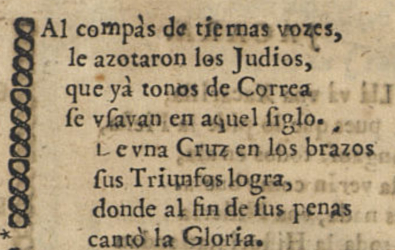 Detalle de las coplas del villancico Al cantar santo Dominguito en la Cruz con la mención a los &rsquo;tonos de Correa&rsquo;. Ejemplar E-Mn VE/92/27