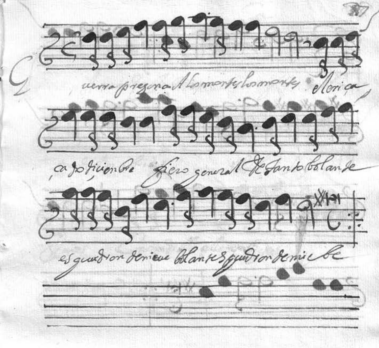 Parte de tiple del tono Guerra pregonan los montes, p. 37 del manuscrito E-Mn M/5562