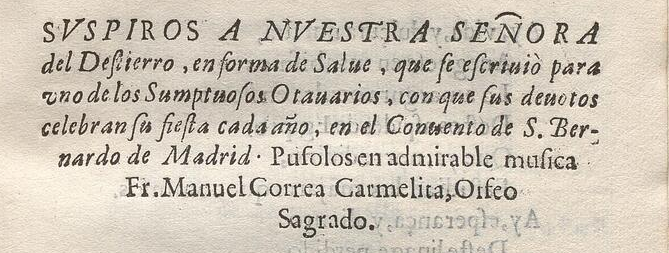 Detalle de la página 35 de Noche de invierno de Gabriel Fernández de Rozas con el encabezado de &lsquo;Suspiros a Nuestra Señora del destierro&rsquo;