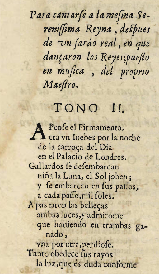 Comiendo del Tono II de La Avena de Tersicore de las Obras Métricas de Francisco Manuel de Melo