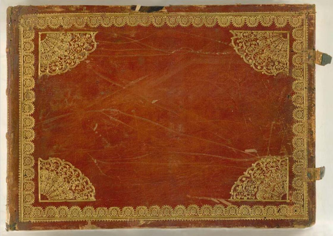Aspecto de la encuadernación de las óperas de la colección Contarini: Le amazzoni nell’isole fortunate I-Vm It. IV 384