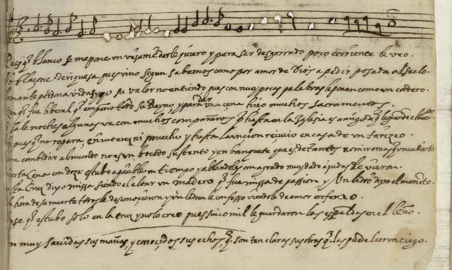 Final de la página 266 con la música de la copla de ‘Al galán que de blanco sale’ y los textos debajo