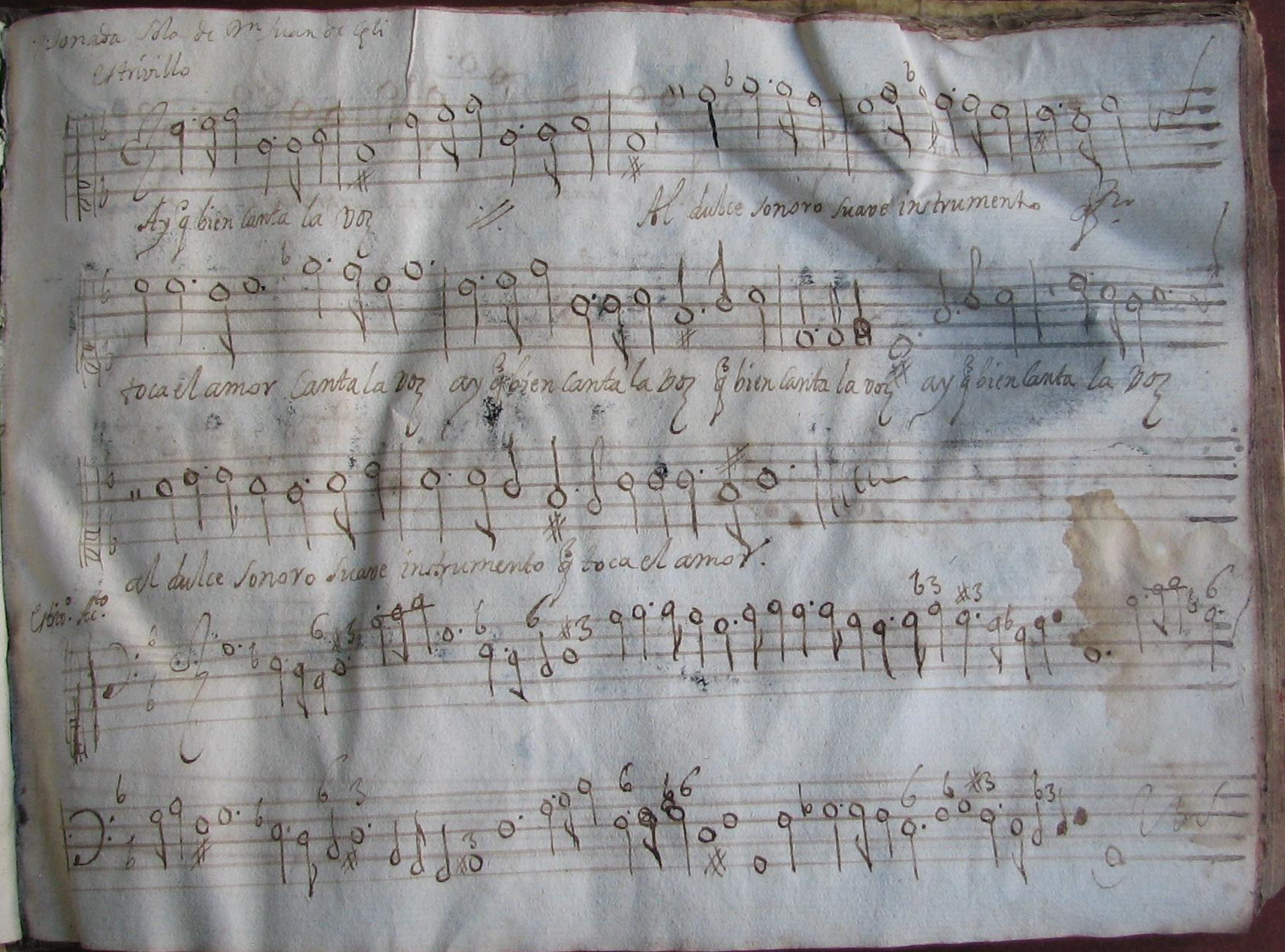 Comienzo Ay, qué bien canta la voz en el manuscrito de Astorga